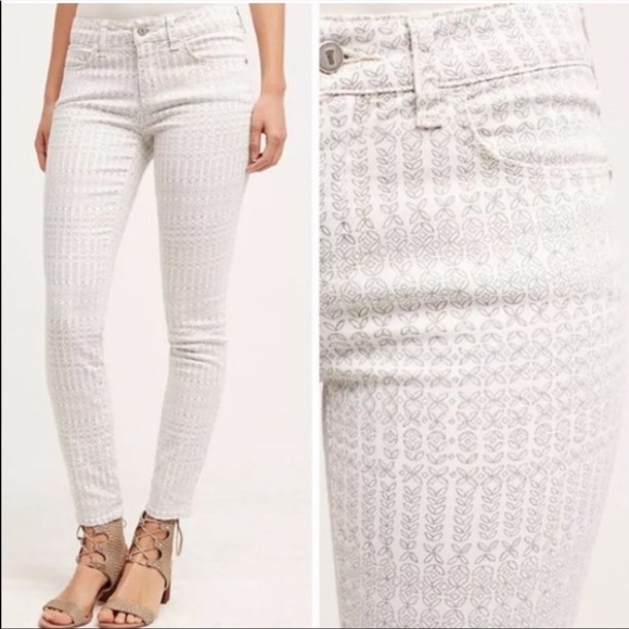 Anthropologie Pilcro Letterpress Morocco Stet Skinny Ankle Jeans Size 26 Printed - Picture 1 of 9